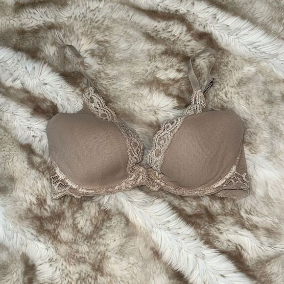 Natori nude soft cup bra with lace trim | Sz 30D - Picture 2 of 8
